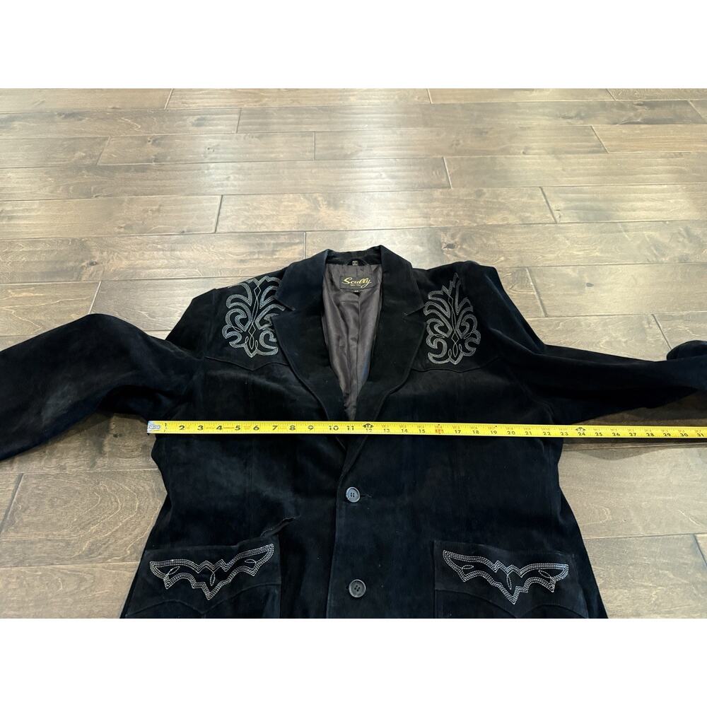 Scully Mens Black Button Up Cowboy Ranch Rodeo Western Blazer Jacket 44 *Flaws* - Picture 9 of 11
